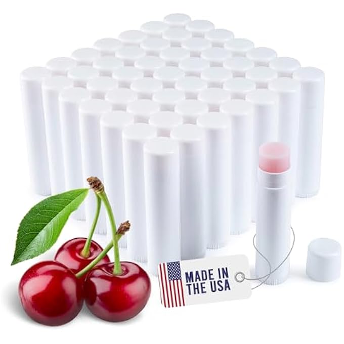 Bella Donna LIP BALM BULK UNLABELED - MADE IN USA 100 PACK CHERRY BULK CHAPSTICK - NATURAL INGREDIENTS VITAMIN E SHEA BUTTER - CUSTOM CHAPSTICK BULK FOR PARTY & WEDDING FAVORS - Image 1